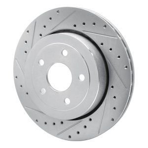 Jeep Grand Cherokee Brake Rotor (1) - Rear Left - R1 Concepts - Drilled & Slotted - Silver - `06-`10